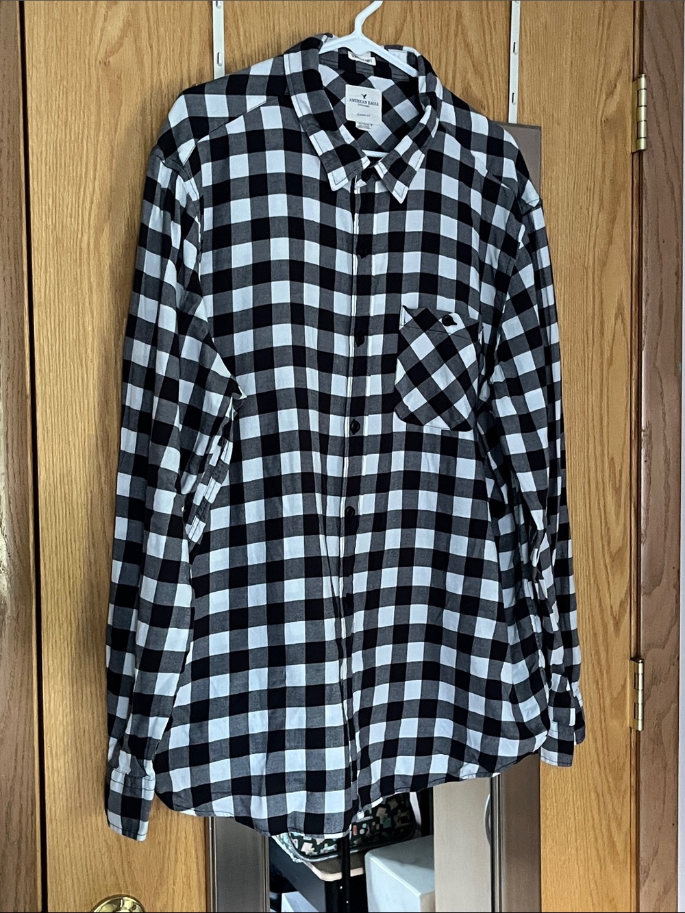 American Eagle Outfitters Black and White Buffalo Check Button-Down Shirt sz XXL